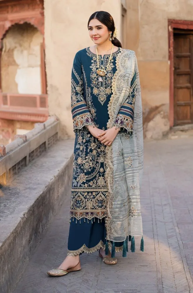 MUSHQ - 3PC Lawn Embroidered Shirt with Khadi Net Embroidered Dupatta and Trouser - BFB0721