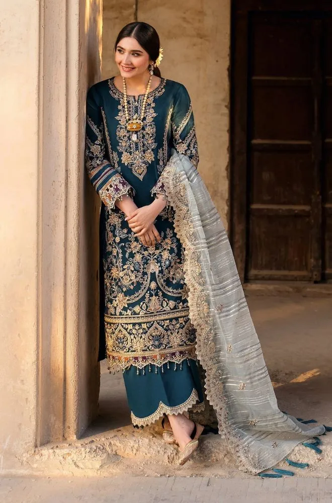 MUSHQ - 3PC Lawn Embroidered Shirt with Khadi Net Embroidered Dupatta and Trouser - BFB0721 - Image 5