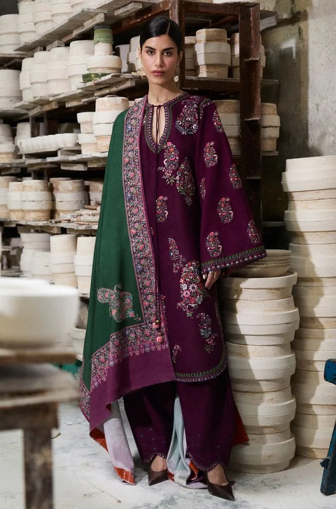 HUSSAIN REHAR - 3PC Lawn Embroidered Shirt with Chiffon Embroidered Dupatta and Trouser - BFB0730