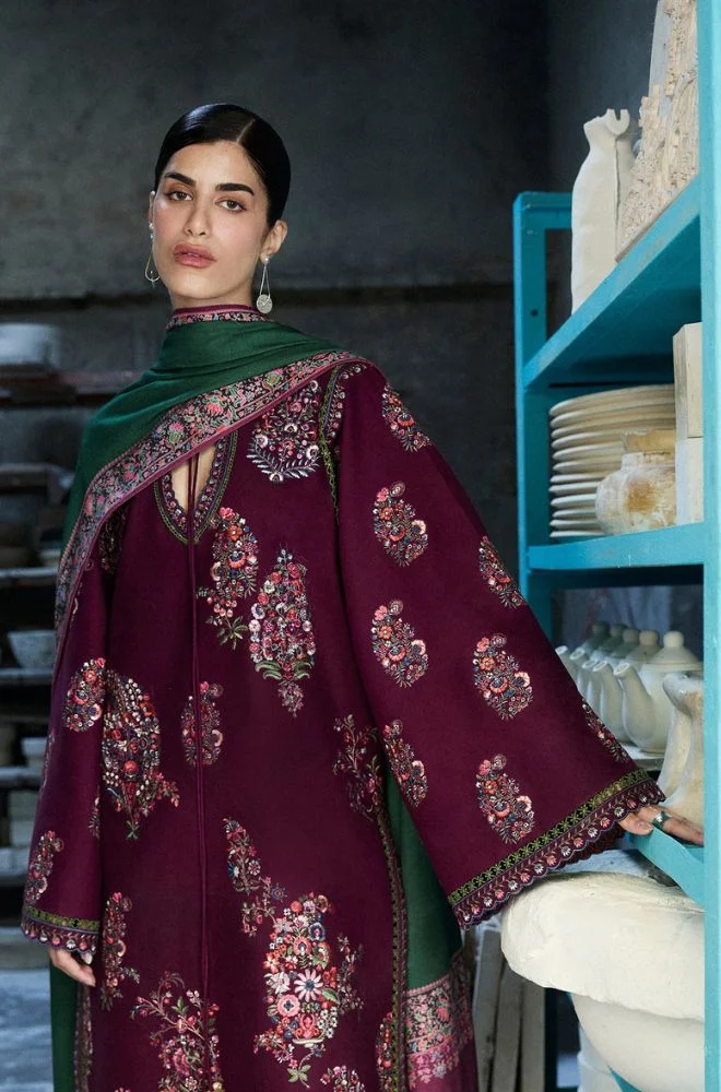 HUSSAIN REHAR - 3PC Lawn Embroidered Shirt with Chiffon Embroidered Dupatta and Trouser - BFB0730 - Image 3