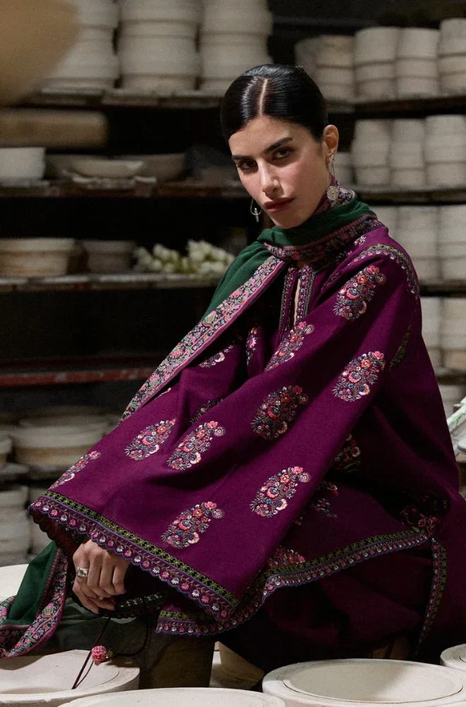 HUSSAIN REHAR - 3PC Lawn Embroidered Shirt with Chiffon Embroidered Dupatta and Trouser - BFB0730 - Image 4