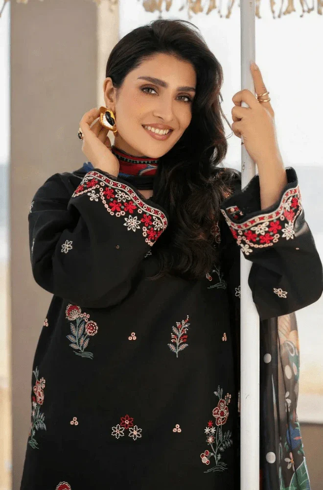 SERAN - 3PC Lawn Embroidered Shirt with Silk Printed Dupatta and Trouser - BFB0732 - Image 3