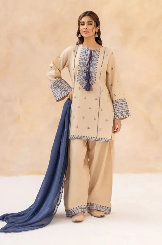STYKA - 3PC Lawn Embroidered Shirt with Chiffon Dyed Dupatta and Trouser- BFB0740