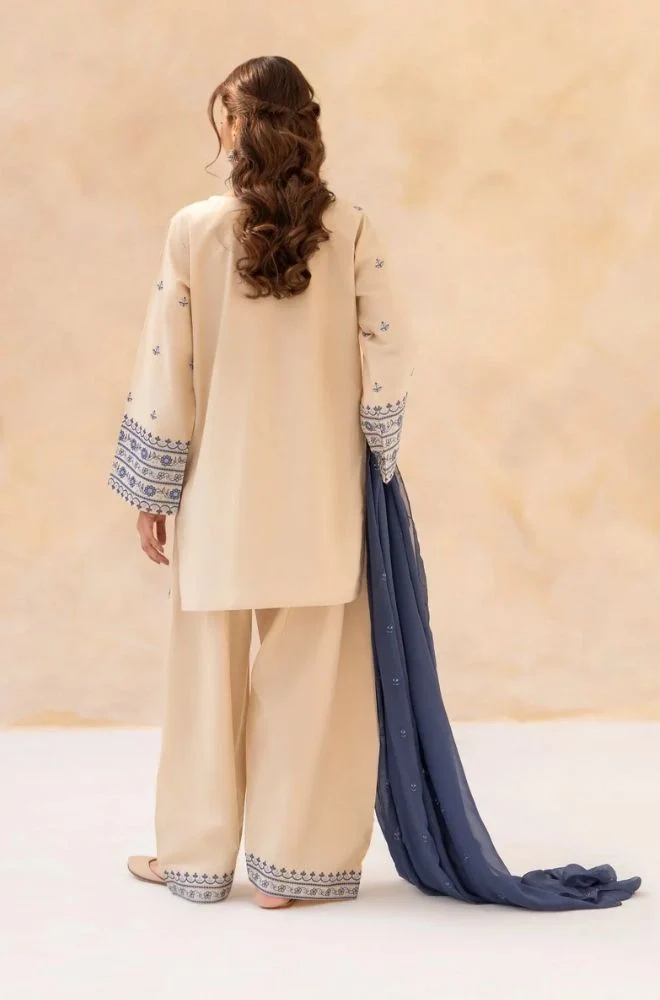 STYKA - 3PC Lawn Embroidered Shirt with Chiffon Dyed Dupatta and Trouser- BFB0740 - Image 2