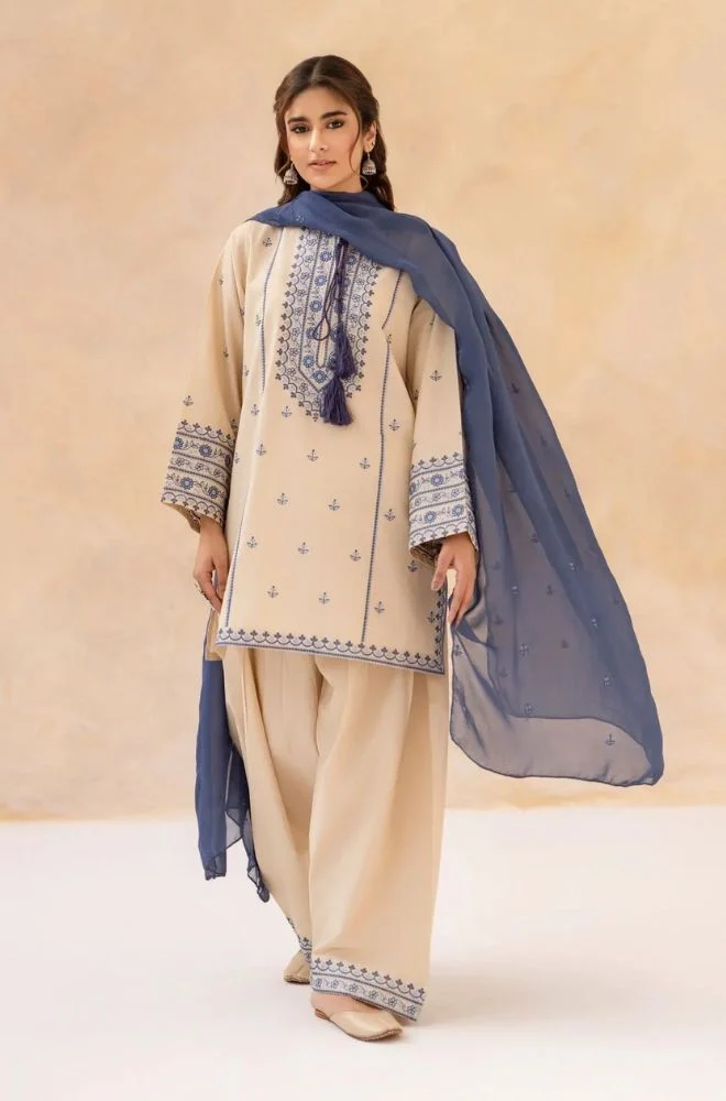 STYKA - 3PC Lawn Embroidered Shirt with Chiffon Dyed Dupatta and Trouser- BFB0740 - Image 6