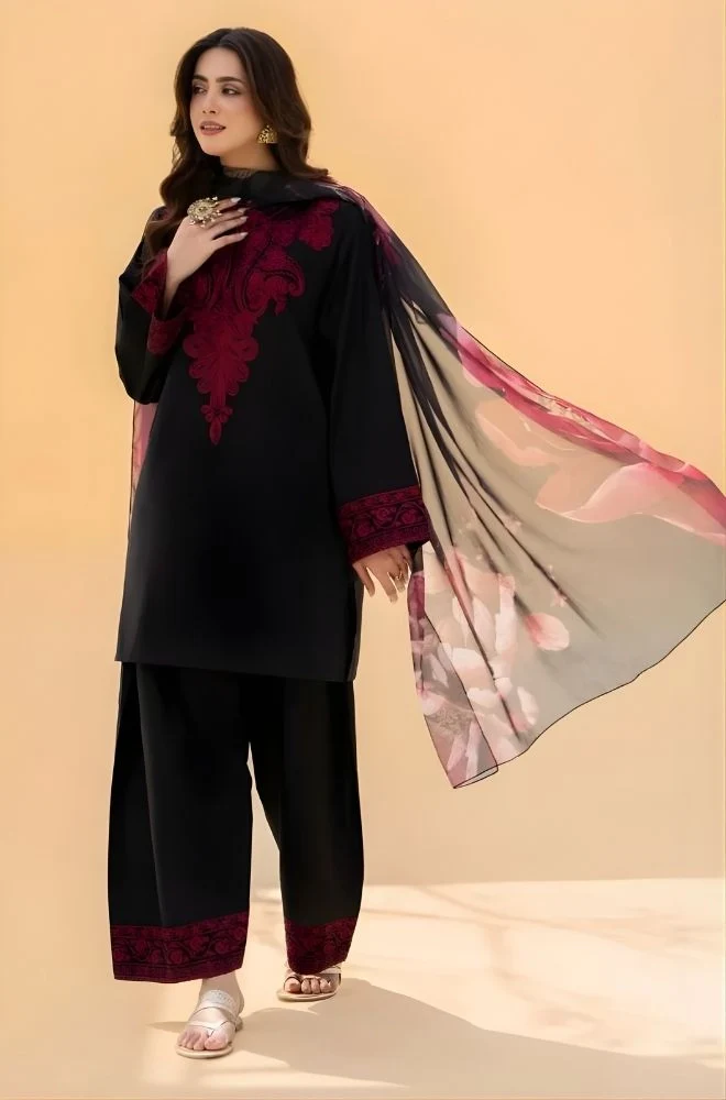 LAZULI - 3PC Lawn Embroidered Shirt with Chiffon Printed Dupatta and Trouser- BFB0742