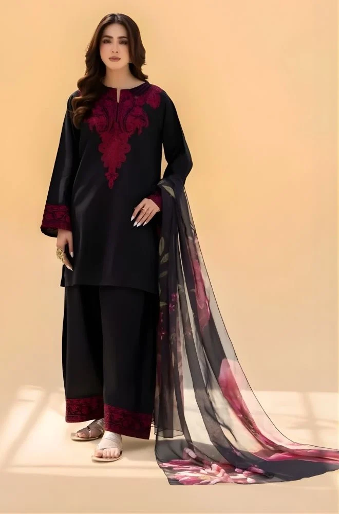 LAZULI - 3PC Lawn Embroidered Shirt with Chiffon Printed Dupatta and Trouser- BFB0742 - Image 5