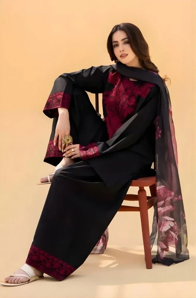 LAZULI - 3PC Lawn Embroidered Shirt with Chiffon Printed Dupatta and Trouser- BFB0742 - Image 6