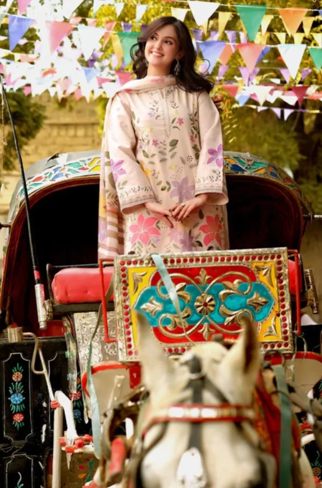 ANEELAS - 3PC Lawn Embroidered Shirt with Lawn Printed Dupatta and Trouser - BFB0743 - Image 5