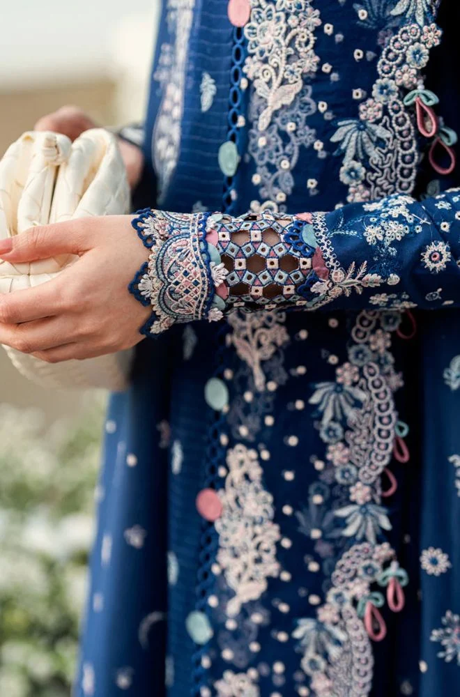 QALAMKAR - 3PC Lawn Embroidered Shirt with Cotton Embroidered Dupatta and Trouser - BFB0757 - Image 4