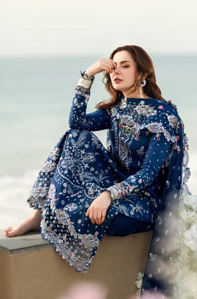 QALAMKAR - 3PC Lawn Embroidered Shirt with Cotton Embroidered Dupatta and Trouser - BFB0757 - Image 7