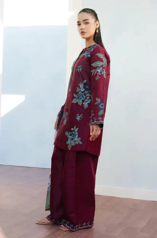 Coco by Zara Shahjahan - 3PC Lawn Embroidered Shirt with Chiffon Printed Dupatta and Trouser - BFB0759 - Image 3