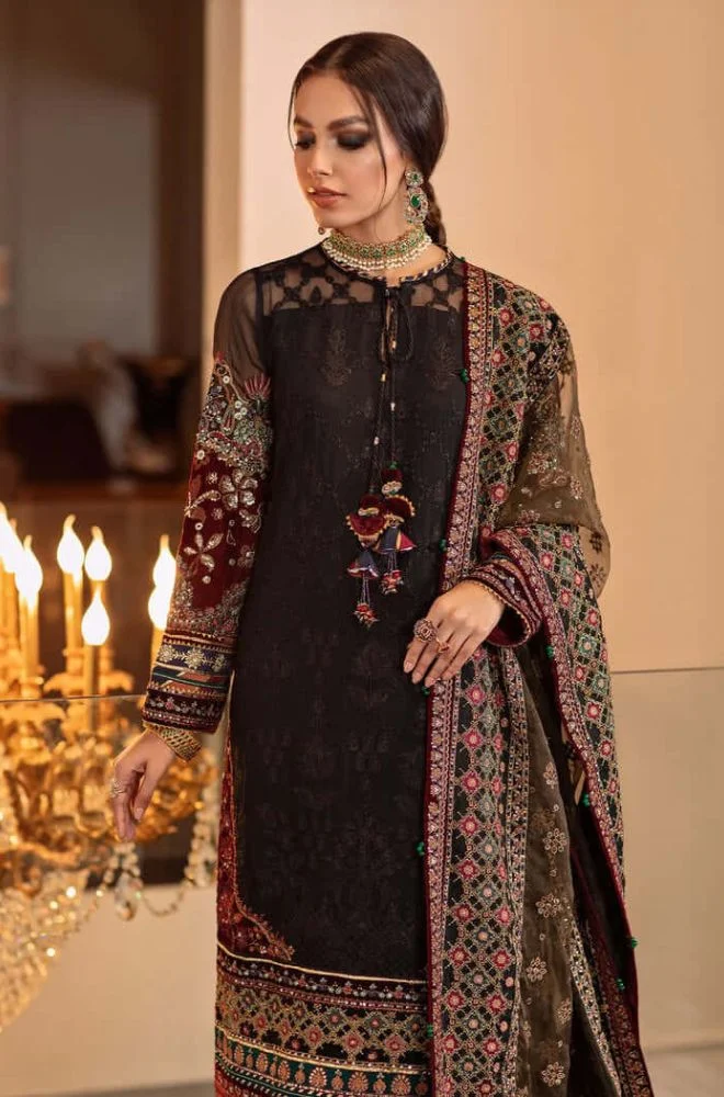 BAROQUE - 3PC Lawn Embroidered Shirt with Organza Embroidered Dupatta and Trouser - BFB0760 - Image 3