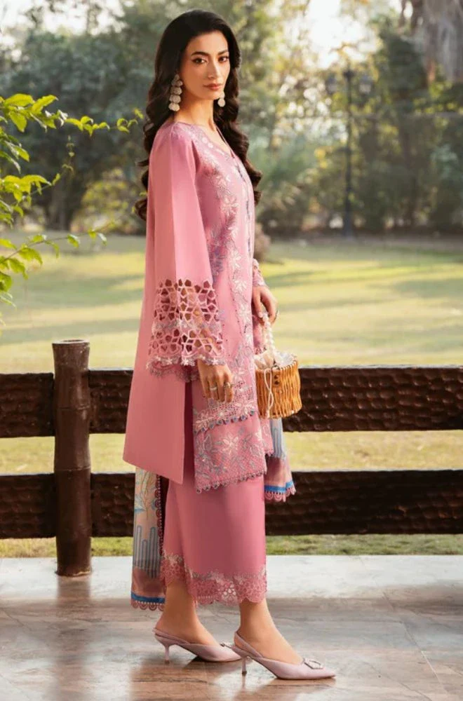 BIN ILYAS - 3PC Lawn Embroidered Shirt with Monar Printed Dupatta and Trouser - BFB0762 - Image 3