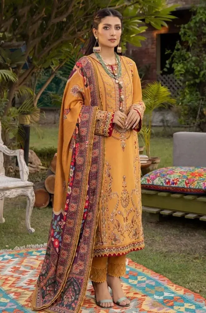 ASIM JOFA - 3PC Lawn Embroidered Shirt with Chiffon Printed Dupatta and Trouser - BFB0763