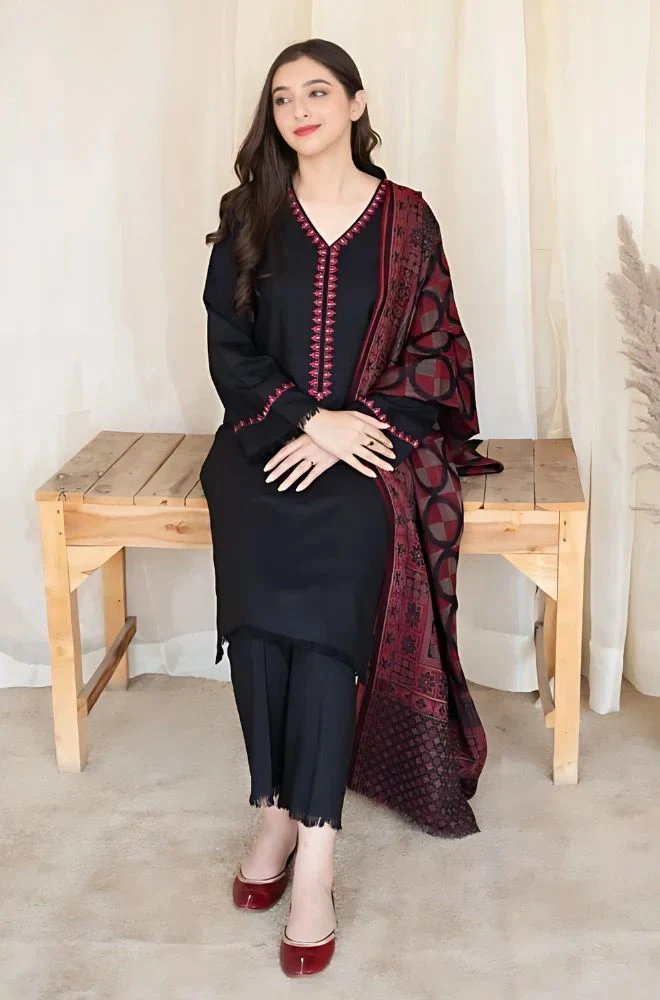ASLING - 3PC Lawn Embroidered Shirt with Lawn Printed Dupatta and Trouser - BFB0765 - Image 3
