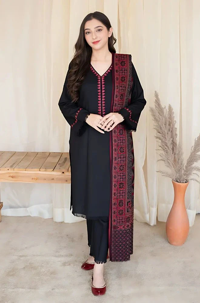 ASLING - 3PC Lawn Embroidered Shirt with Lawn Printed Dupatta and Trouser - BFB0765 - Image 4