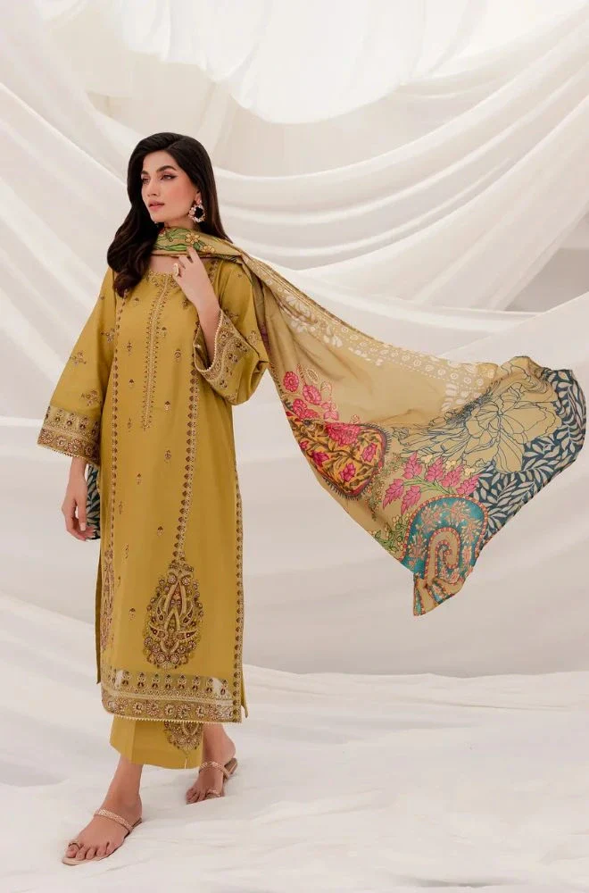 SAPPHIRE - 3PC Lawn Embroidered Shirt with Lawn Printed Dupatta and Trouser - BFB0766 - Image 2