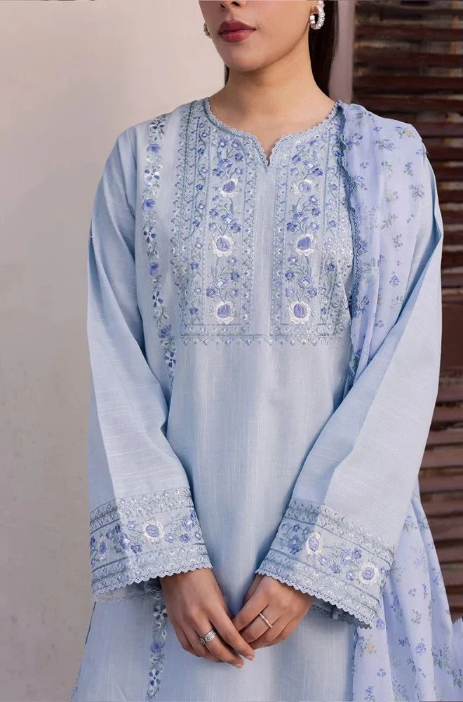 JAZMIN - 3PC Lawn Embroidered Shirt with Monar Printed Dupatta and Trouser - BFB0767 - Image 2
