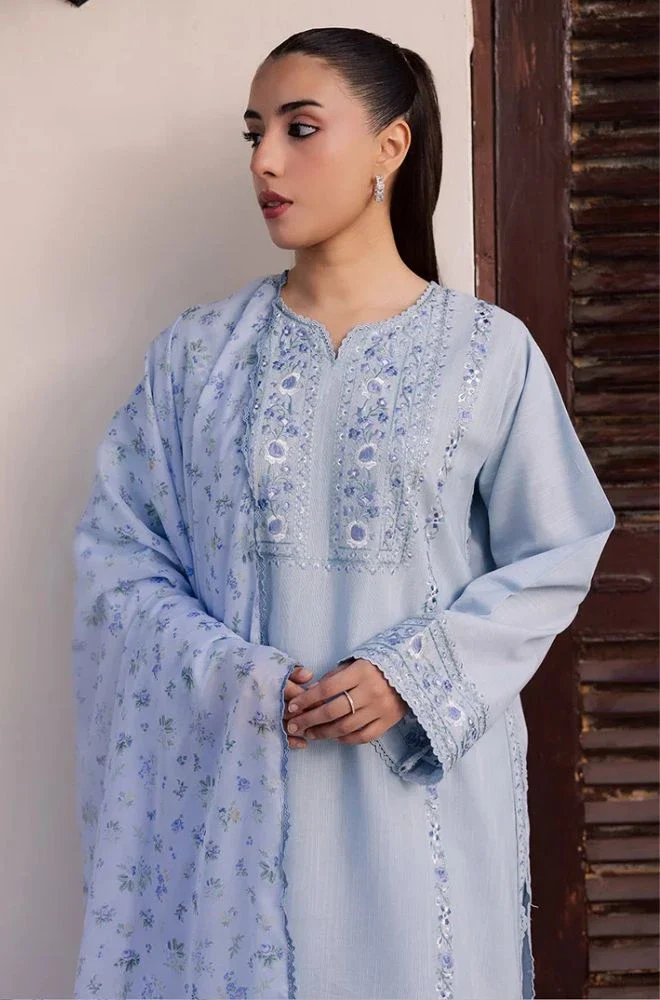JAZMIN - 3PC Lawn Embroidered Shirt with Monar Printed Dupatta and Trouser - BFB0767 - Image 4