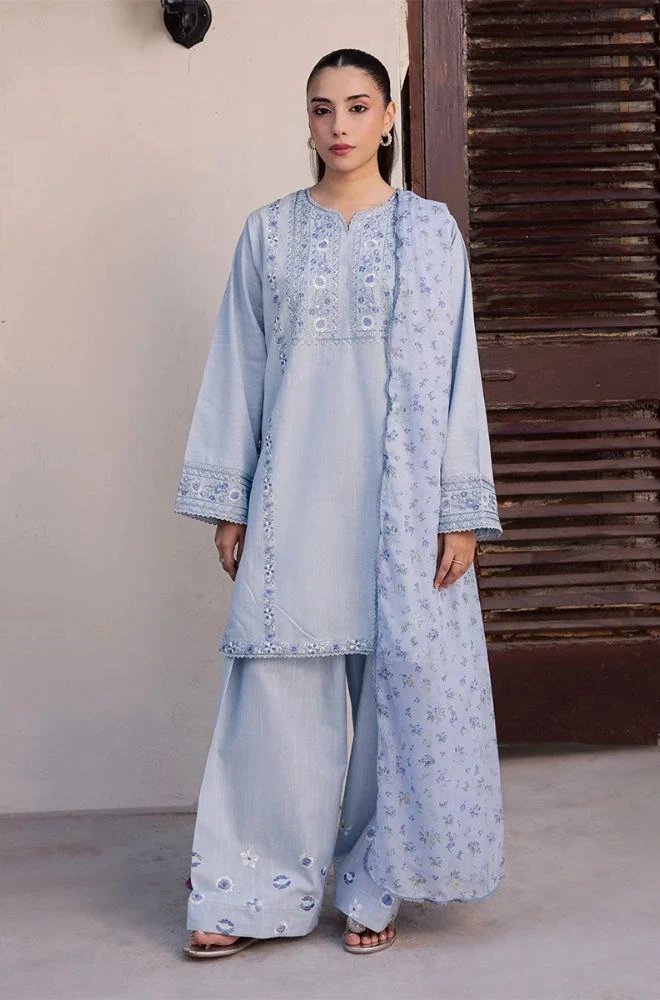 JAZMIN - 3PC Lawn Embroidered Shirt with Monar Printed Dupatta and Trouser - BFB0767 - Image 5