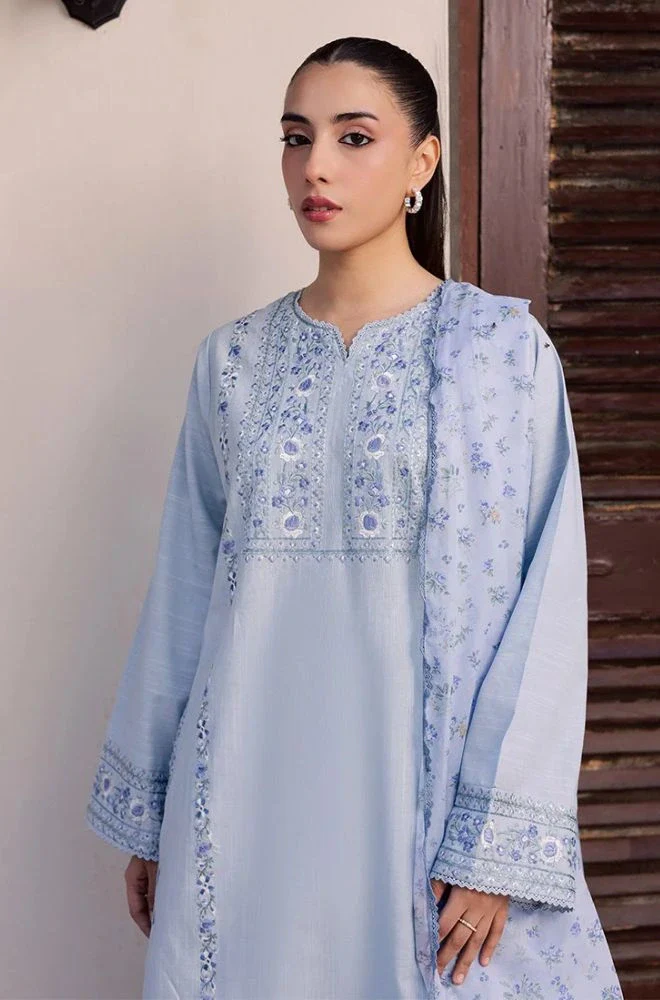JAZMIN - 3PC Lawn Embroidered Shirt with Monar Printed Dupatta and Trouser - BFB0767 - Image 6