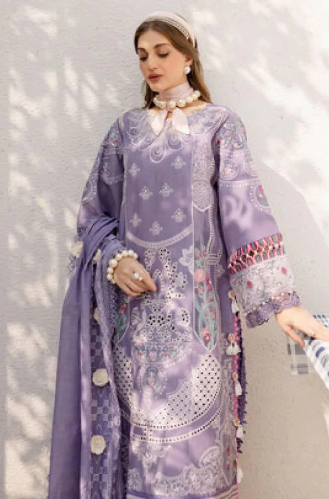 PARISHAY - 3PC Lawn Embroidered Shirt with Organza Embroidered Dupatta and Trouser - BFB0770 - Image 3