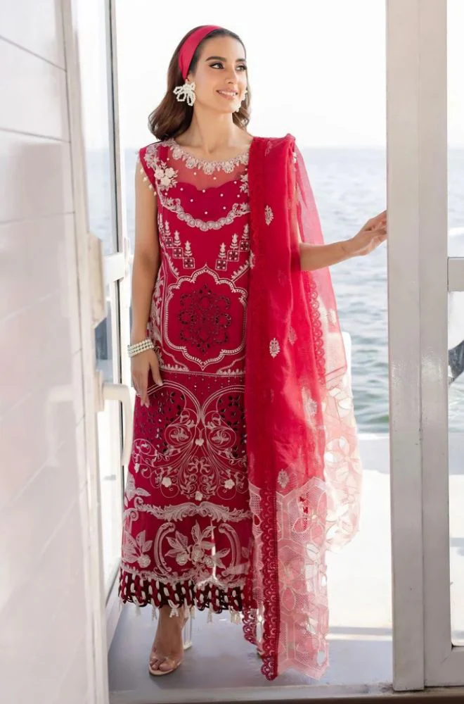 PARISHAY - 3PC Lawn Embroidered Shirt with Organza Embroidered Dupatta and Trouser- BFB0772
