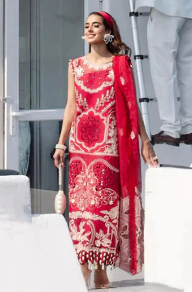 PARISHAY - 3PC Lawn Embroidered Shirt with Organza Embroidered Dupatta and Trouser- BFB0772 - Image 4
