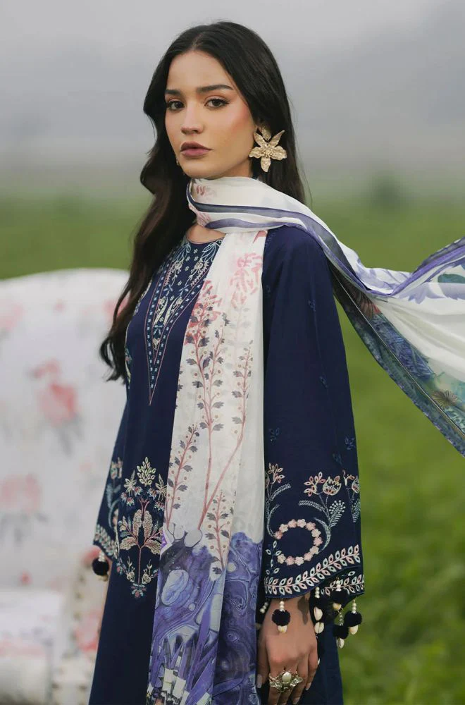 IZEL - 3PC Lawn Embroidered Shirt with Cotton Printed Dupatta and Trouser - BFB0773 - Image 3
