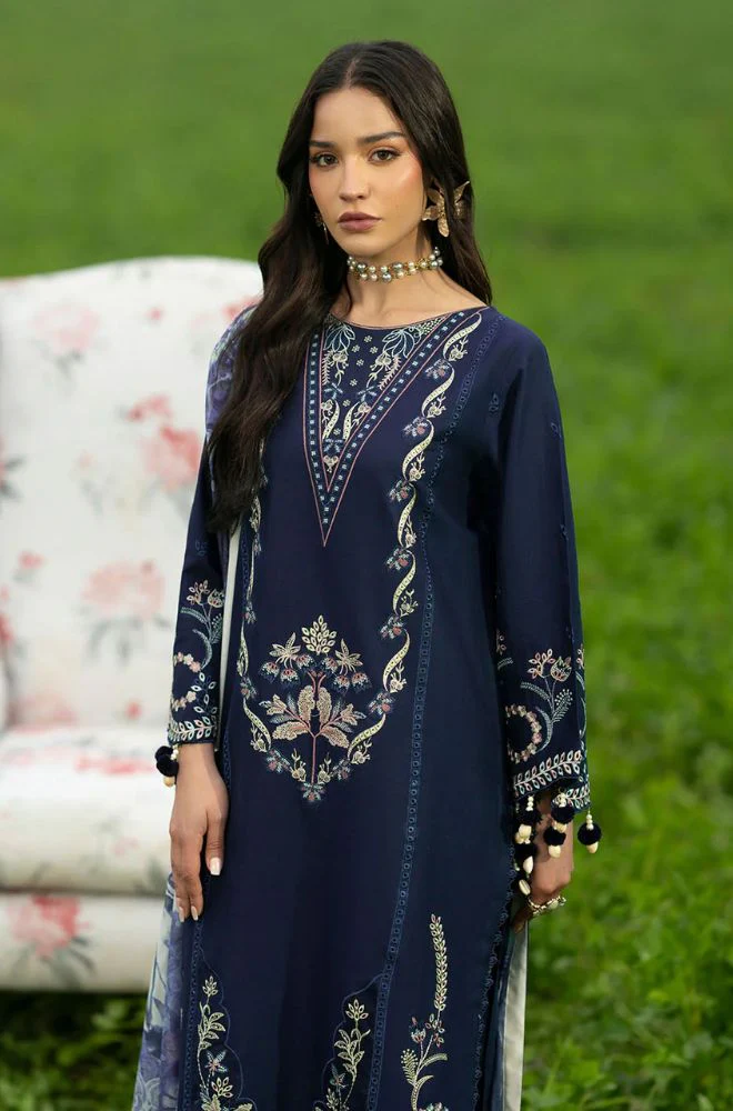 IZEL - 3PC Lawn Embroidered Shirt with Cotton Printed Dupatta and Trouser - BFB0773 - Image 4