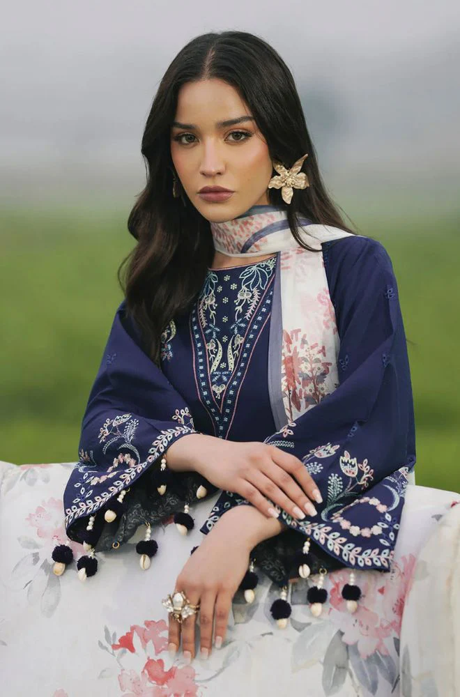 IZEL - 3PC Lawn Embroidered Shirt with Cotton Printed Dupatta and Trouser - BFB0773 - Image 5