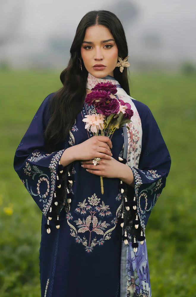 IZEL - 3PC Lawn Embroidered Shirt with Cotton Printed Dupatta and Trouser - BFB0773 - Image 6