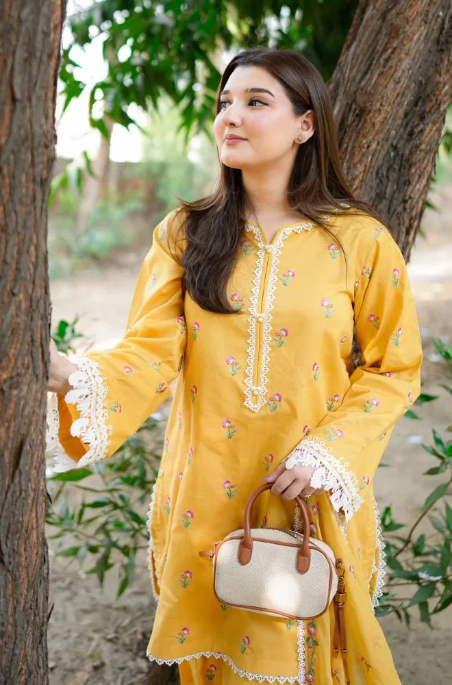 ANEELAS - Stitched 3PC Embroidered Lawn Shirt with Chiffon Embroidered Dupatta and Trouser – RTW057 - Image 3