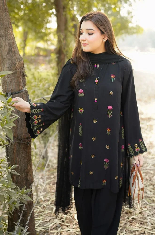 ANEELAS - Stitched 3PC Embroidered Lawn Shirt with Chiffon Embroidered Dupatta and Trouser – RTW058 - Image 5