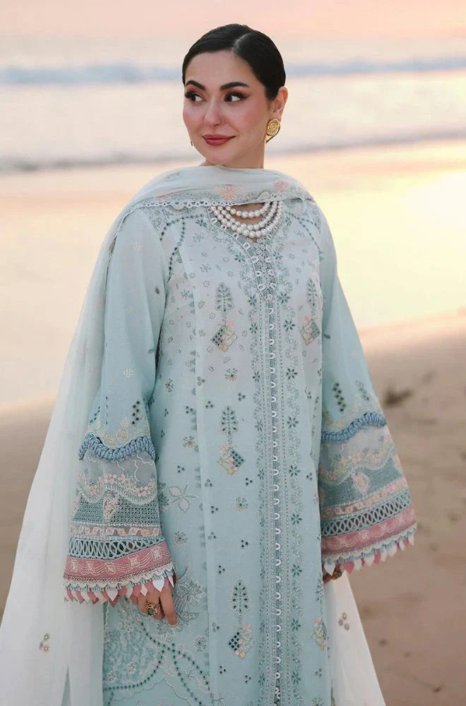 QALAMKAR - 3PC Lawn Chikankari Embroidered Suit with Monar Embroidered Dupatta and Trouser - BFB0754 - Image 3