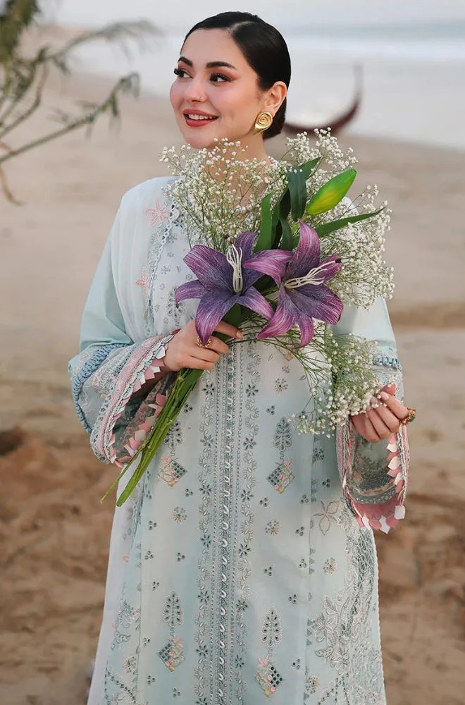 QALAMKAR - 3PC Lawn Chikankari Embroidered Suit with Monar Embroidered Dupatta and Trouser - BFB0754 - Image 7