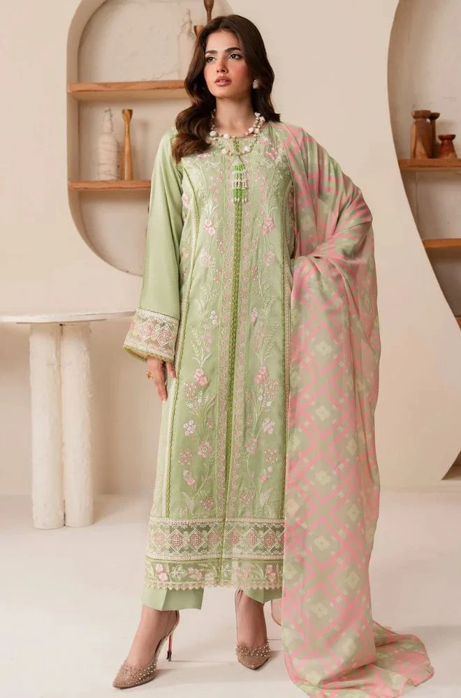 ELAF - 3PC Lawn Embroidered Shirt with Chiffon Printed Dupatta and Trouser - BFB0745