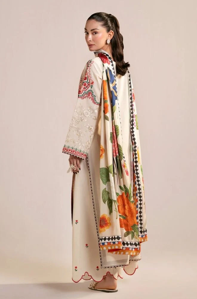 ZARA SHAHJAHAN - 3PC Lawn Embroidered Shirt with Chiffon Printed Dupatta and Trouser - BFB0746 - Image 3