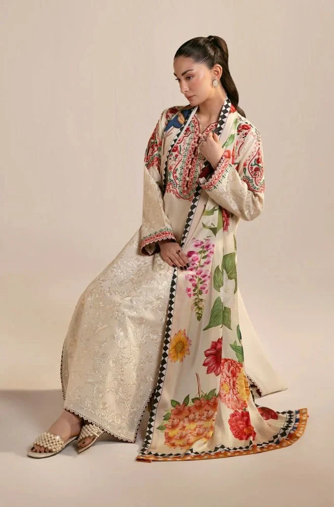 ZARA SHAHJAHAN - 3PC Lawn Embroidered Shirt with Chiffon Printed Dupatta and Trouser - BFB0746 - Image 6