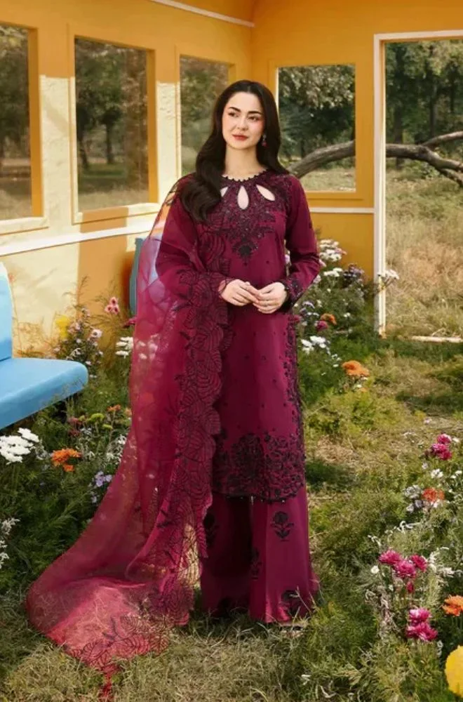 ALLYS - 3PC Lawn Embroidered Shirt with Chiffon Embroidered Dupatta and Trouser - BFB0747