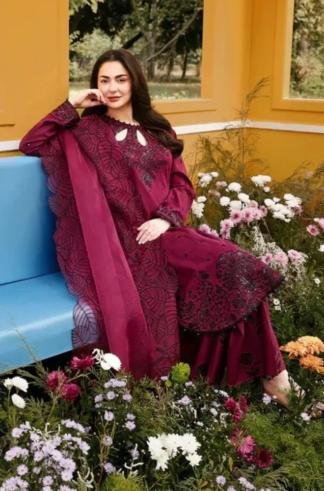 ALLYS - 3PC Lawn Embroidered Shirt with Chiffon Embroidered Dupatta and Trouser - BFB0747 - Image 6