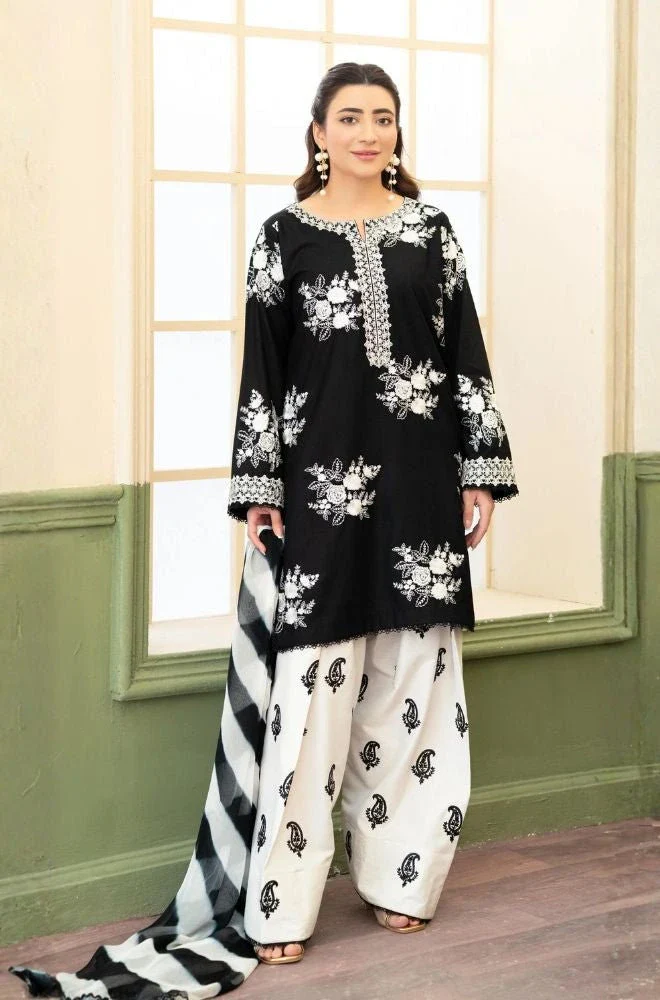 ZARA SHAHJAHAN - 3PC Lawn Embroidered Shirt with Chiffon Embroidered Dupatta and Trouser - BFB0748