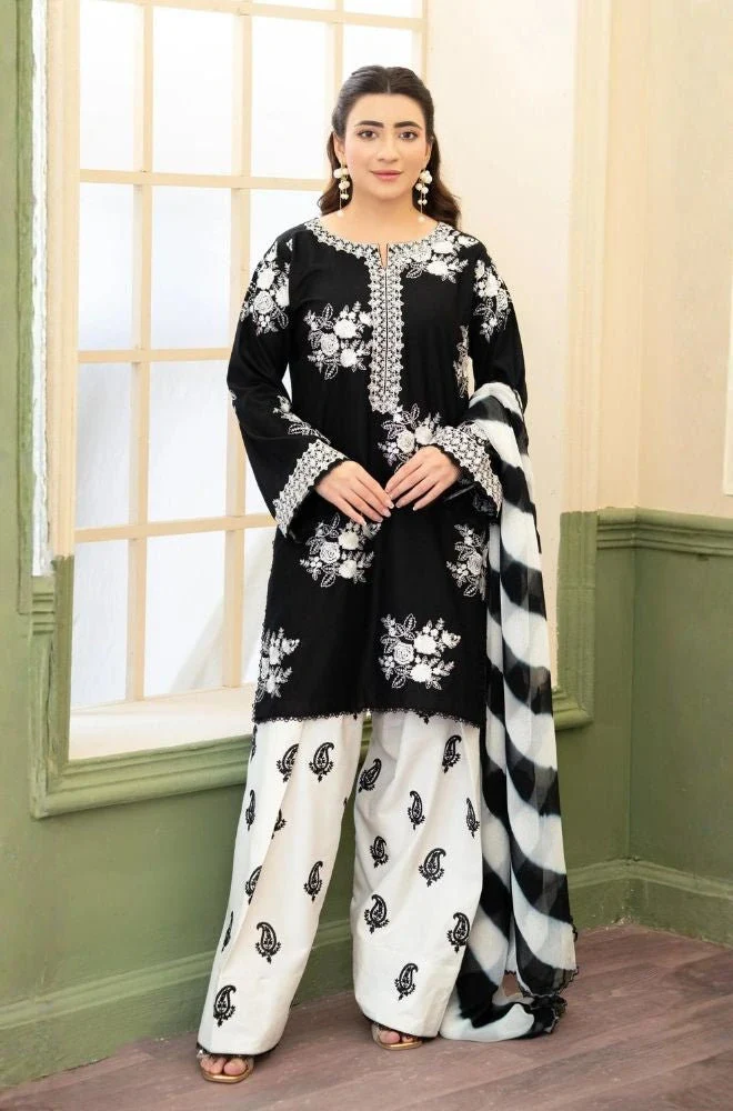 ZARA SHAHJAHAN - 3PC Lawn Embroidered Shirt with Chiffon Embroidered Dupatta and Trouser - BFB0748 - Image 6