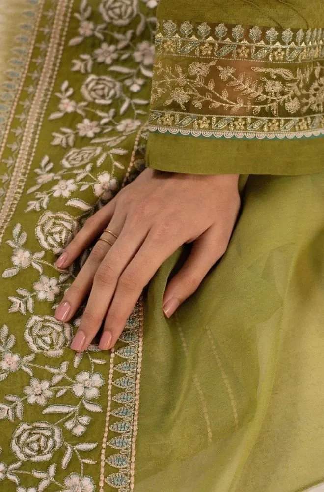 ZARA SHAHJAHAN - 3PC Lawn Embroidered Shirt with Chiffon Embroidered Dupatta and Trouser - BFB0749 - Image 4
