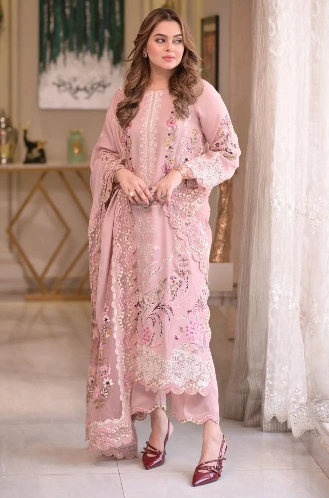ANEELAS - 3PC Lawn Embroidered Shirt with Chiffon Embroidered Dupatta and Trouser - BFB0750 - Image 3