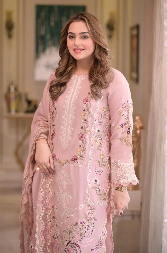 ANEELAS - 3PC Lawn Embroidered Shirt with Chiffon Embroidered Dupatta and Trouser - BFB0750 - Image 4