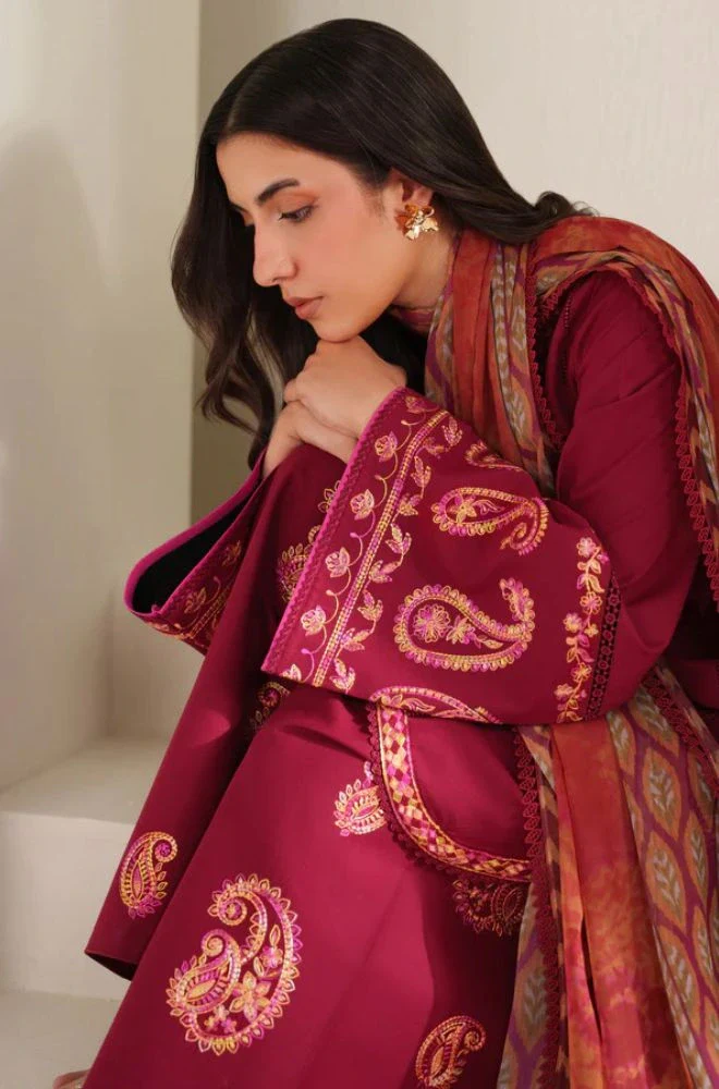 FARASHA - 3PC Lawn Embroidered Shirt with Monar Printed Dupatta and Trouser - BFB0753 - Image 5