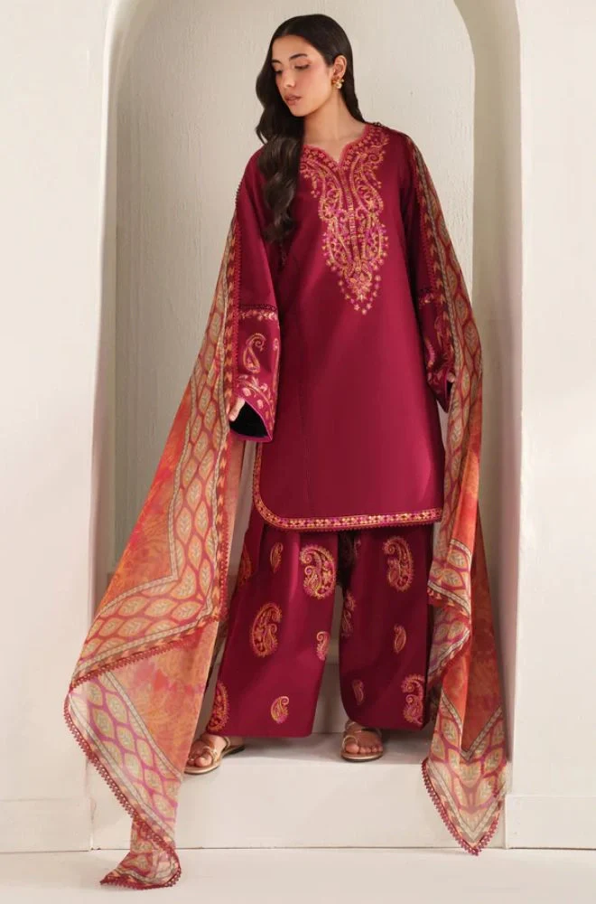 FARASHA - 3PC Lawn Embroidered Shirt with Monar Printed Dupatta and Trouser - BFB0753 - Image 6