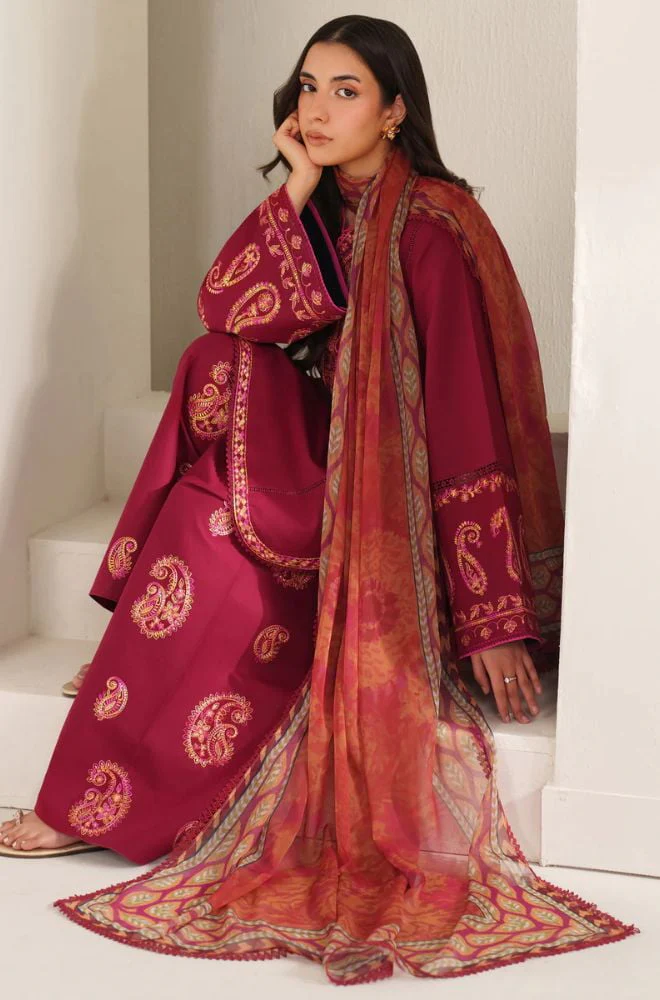 FARASHA - 3PC Lawn Embroidered Shirt with Monar Printed Dupatta and Trouser - BFB0753 - Image 7